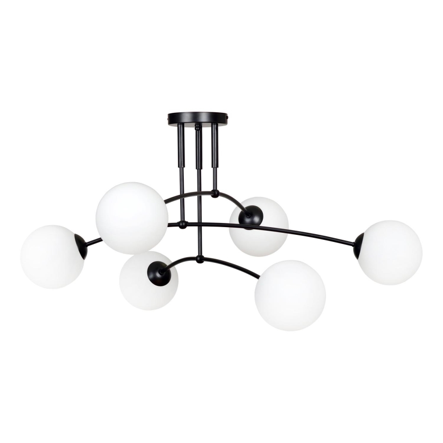 Suspension-barre PREGOS 6xE14/10W/230V noir/blanc