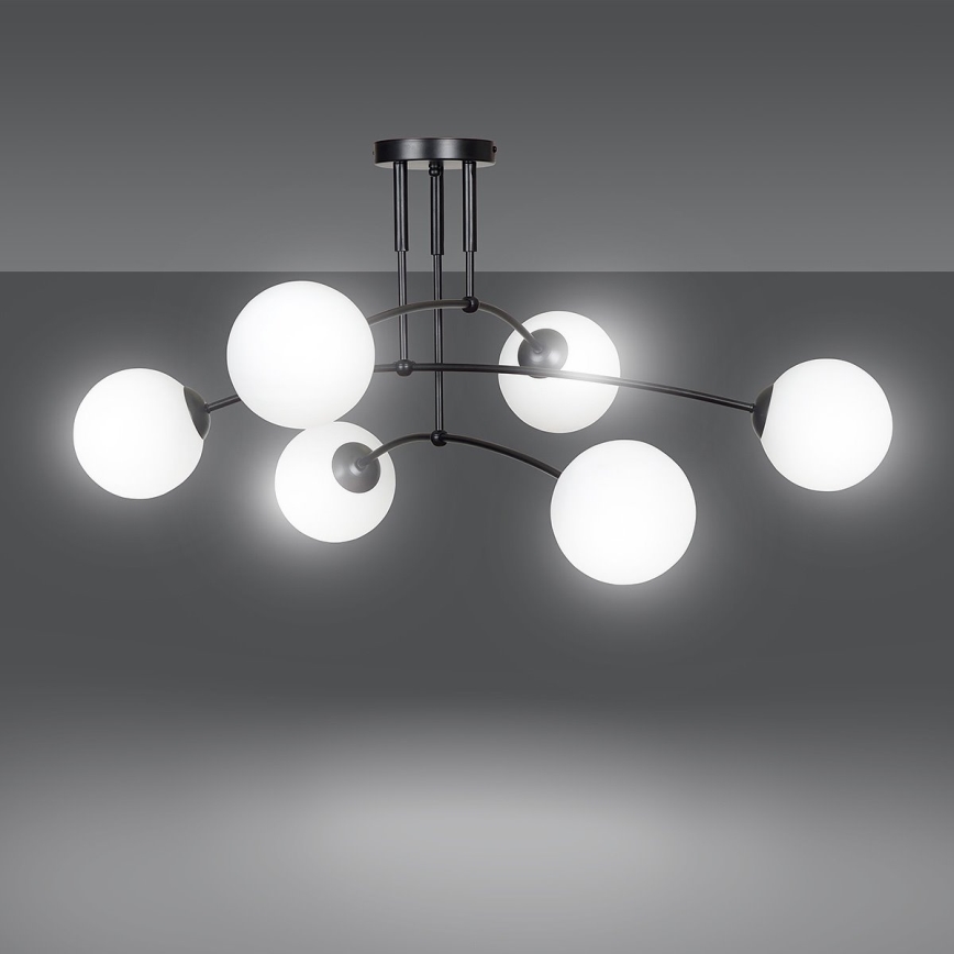 Suspension-barre PREGOS 6xE14/10W/230V noir/blanc