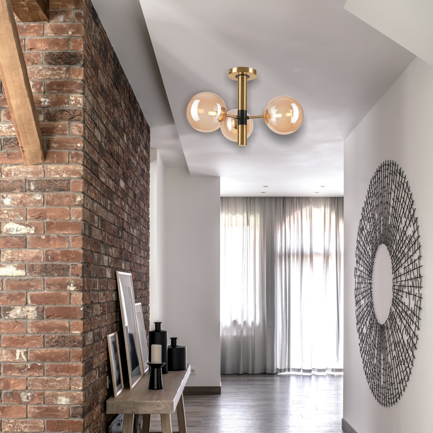 Suspension-barre ROLLO 3xG9/5W/230V doré/fumé beige