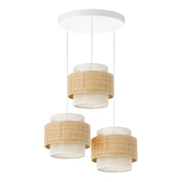 Suspension BOHO à câble 3xE27/60W/230V jute/crème