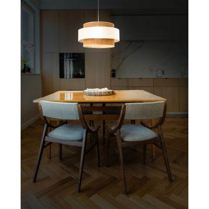 Suspension BOHO sur câble 1xE27/60W/230V Ø 40 cm crème/jute