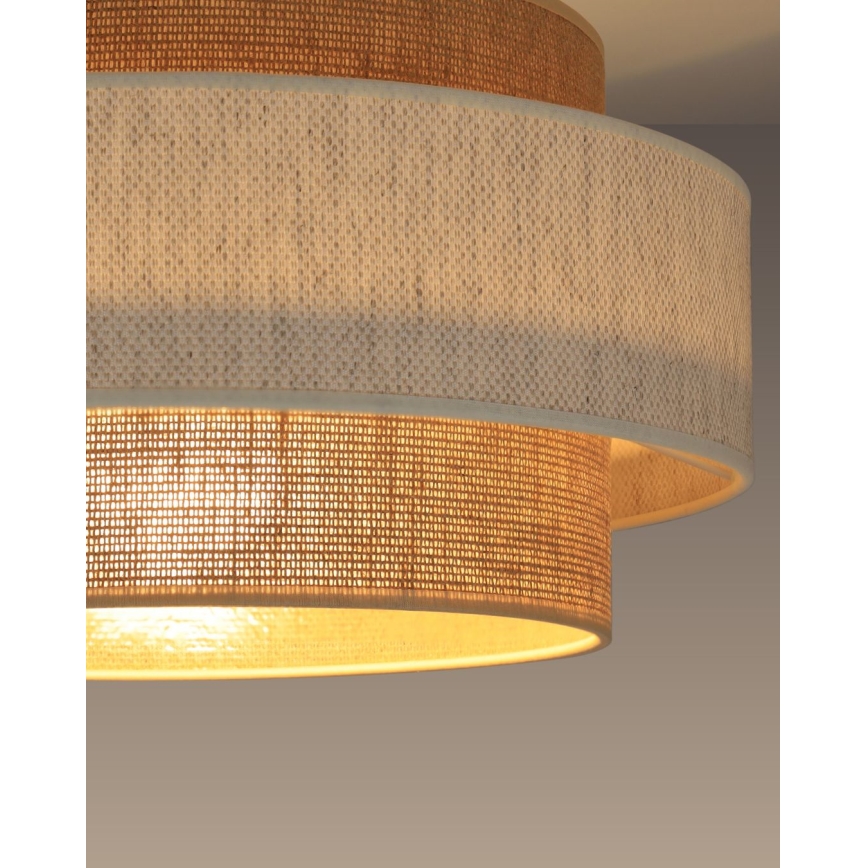 Suspension BOHO sur câble 1xE27/60W/230V Ø 40 cm crème/jute