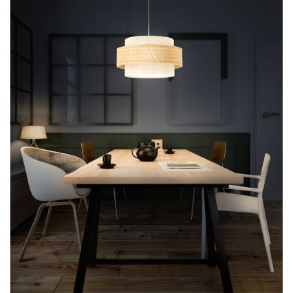 Suspension BOHO sur câble 1xE27/60W/230V Ø 40 cm jute/crème