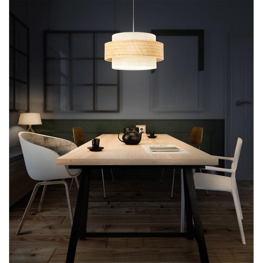 Suspension BOHO sur câble 1xE27/60W/230V Ø 40 cm jute/crème