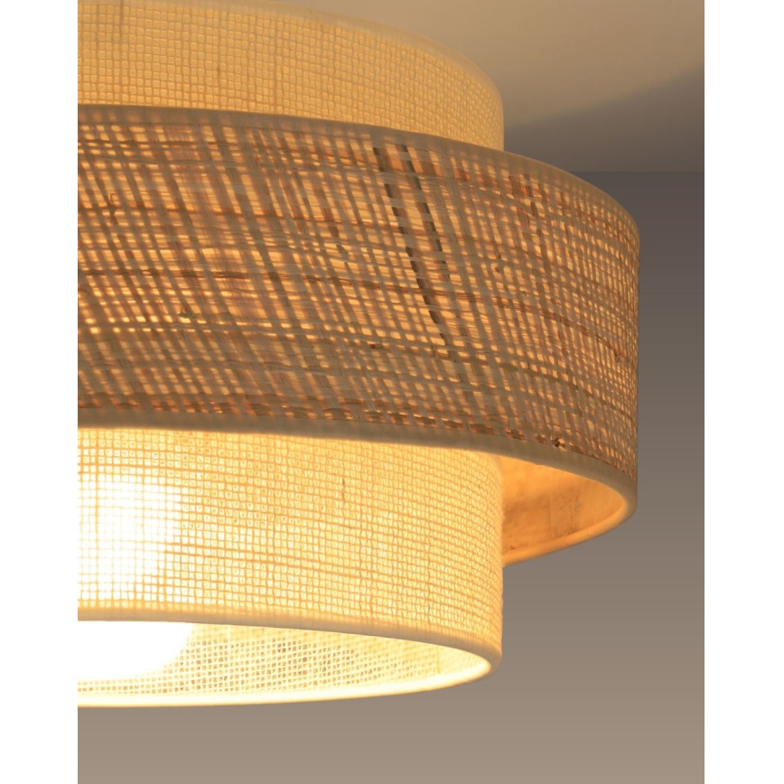 Suspension BOHO sur câble 1xE27/60W/230V Ø 40 cm jute/crème