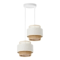 Suspension BOHO sur câble 2xE27/60W/230V blanc/jute
