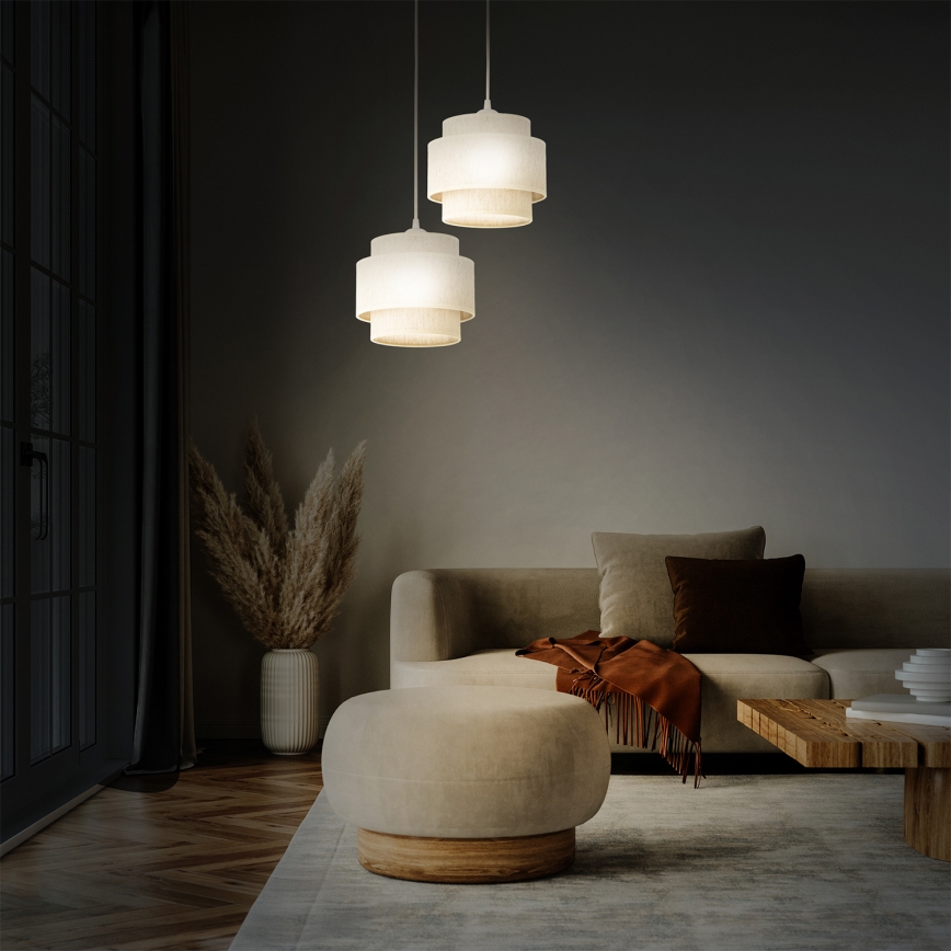 Suspension BOHO sur câble 2xE27/60W/230V blanche