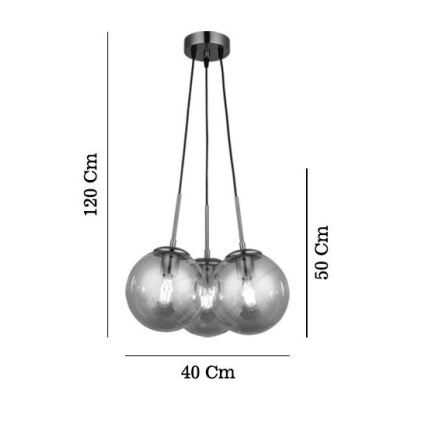 Suspension câblée POLINO, 3x E27/40W/230V, finition bronze