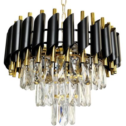 Suspension chaîne CRISTAL 5xE14/40W/230V doré/noir