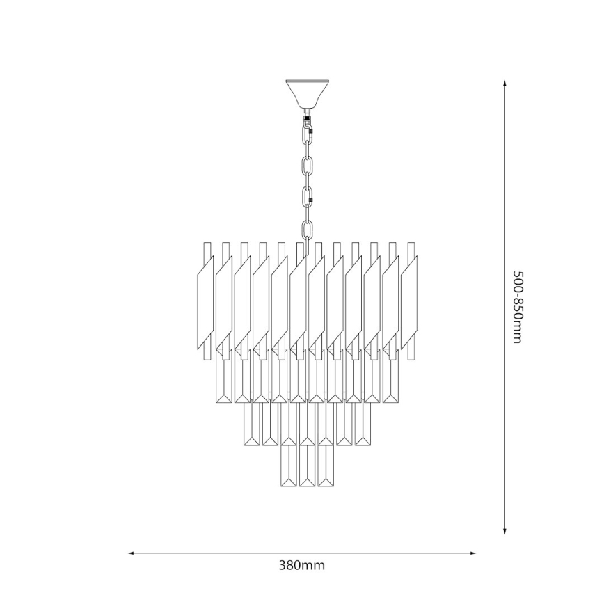 Suspension chaîne CRISTAL 5xE14/40W/230V doré/noir