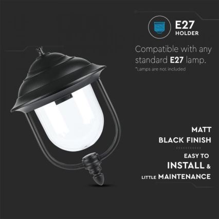 Suspension chaîne d'extérieur 1xE27/60W/230V IP44 noir