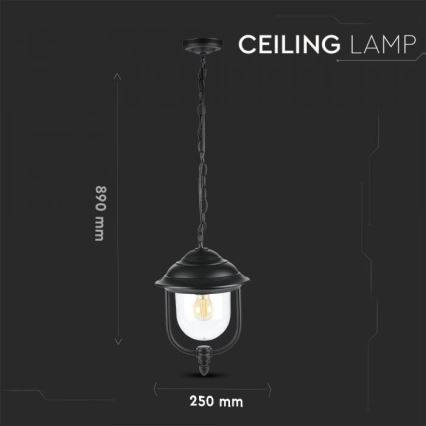 Suspension chaîne d'extérieur 1xE27/60W/230V IP44 noir