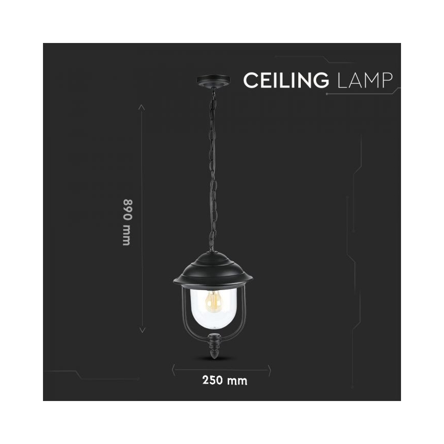 Suspension chaîne d'extérieur 1xE27/60W/230V IP44 noir