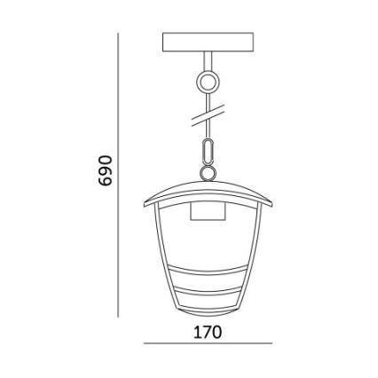 Suspension chaîne d'extérieur TEVIO 1xE27/60W/230V IP54 noir