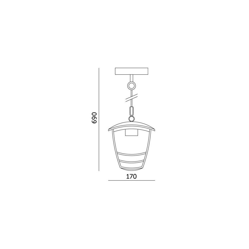 Suspension chaîne d'extérieur TEVIO 1xE27/60W/230V IP54 noir