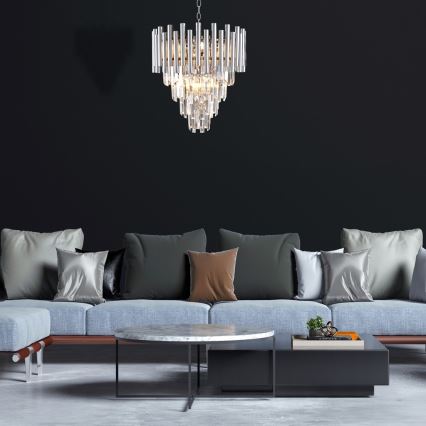 Suspension chaîne en cristal MADISON 9xE14/40W/230V chrome brillant