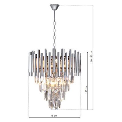 Suspension chaîne en cristal MADISON 9xE14/40W/230V chrome brillant