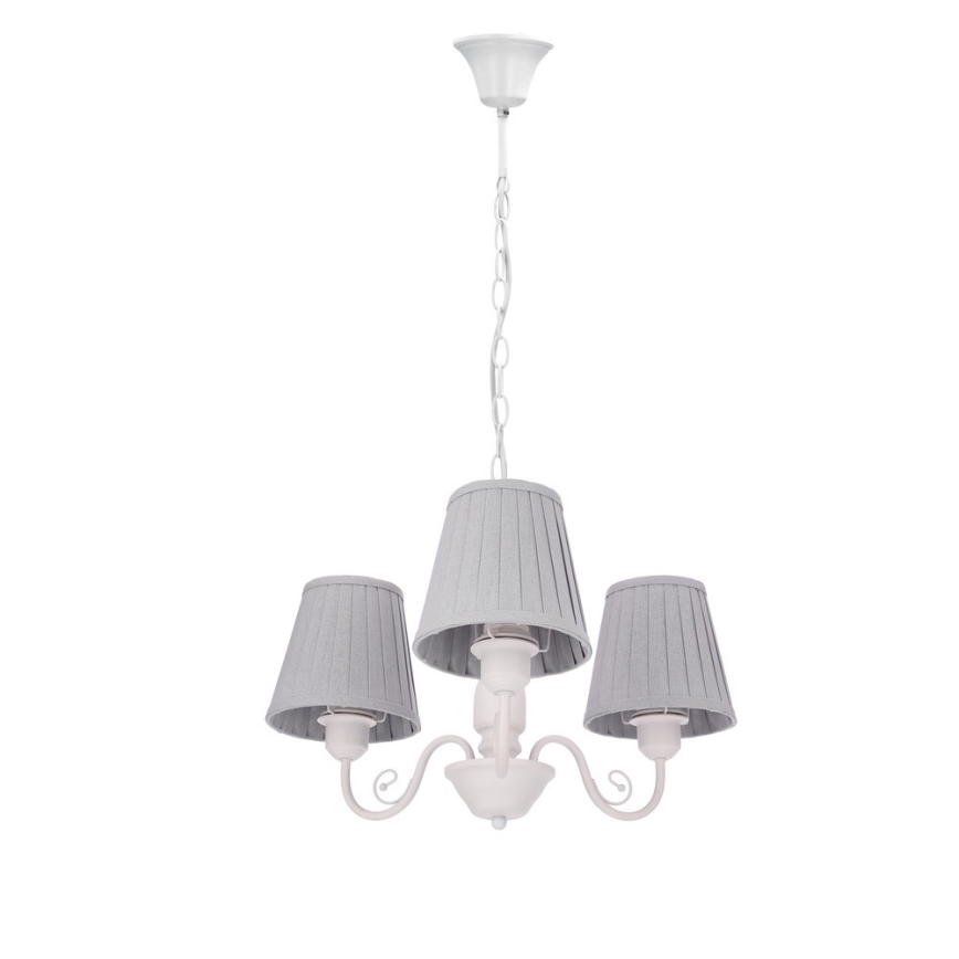 Suspension chaîne FIREZ 3xE27/40W/230V blanc/gris