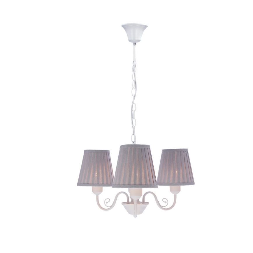 Suspension chaîne FIREZ 3xE27/40W/230V blanc/gris
