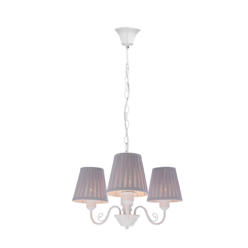 Suspension chaîne FIREZ 3xE27/40W/230V blanc/gris