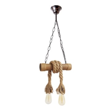 Suspension chaîne KOS 2xE27/60W/230V hêtre