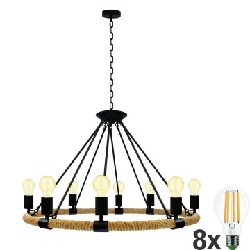 Suspension chaîne LED ROPE ARTHUR 8xE27/6W/230V