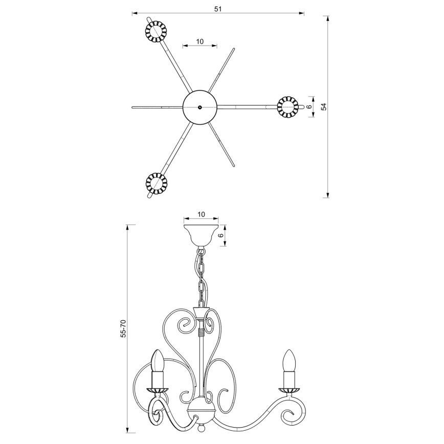 Suspension chaîne MAURO 3xE14/60W/230V