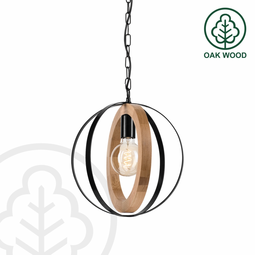Suspension chaîne ONDA 1xE27/15W/230V noir/chêne