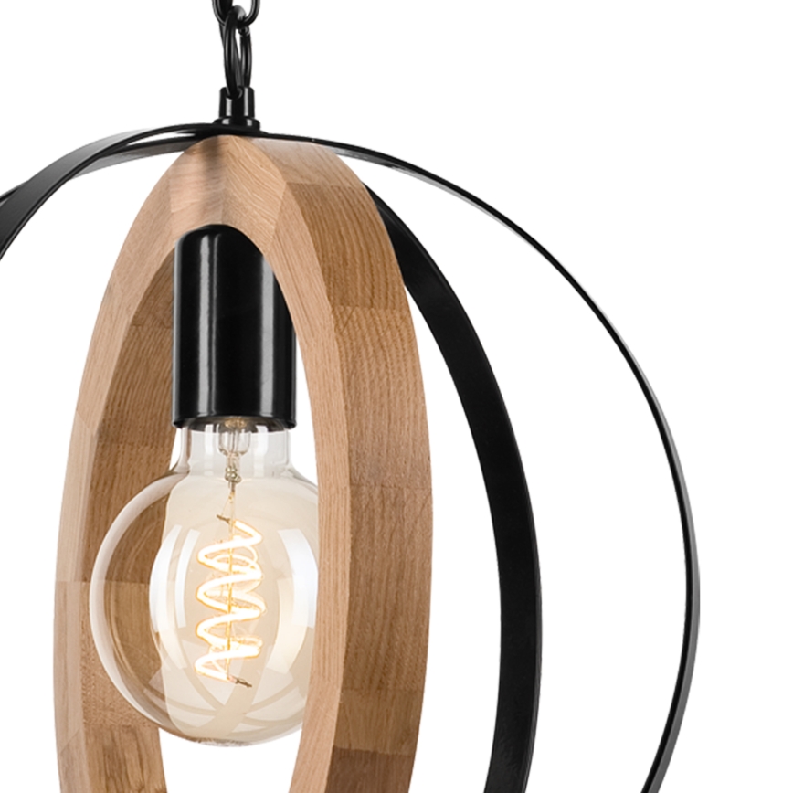 Suspension chaîne ONDA 1xE27/15W/230V noir/chêne