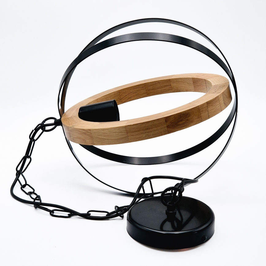Suspension chaîne ONDA 1xE27/15W/230V noir/chêne