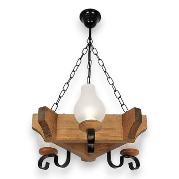 Suspension chaîne QUEEN 3xE14/40W/230V hêtre