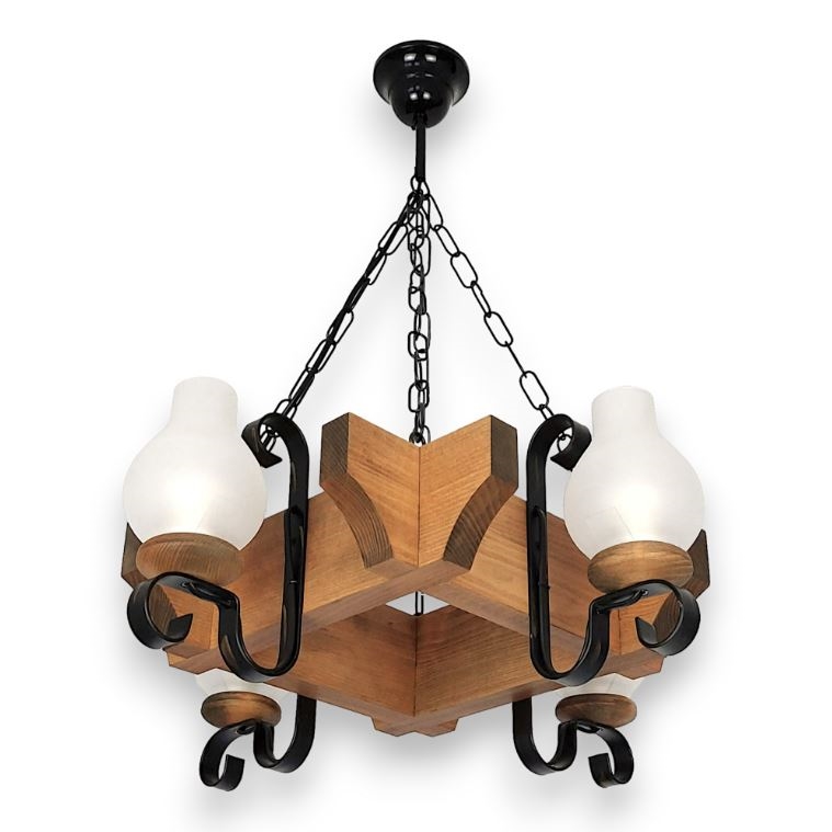 Suspension chaîne QUEEN 4xE14/40W/230V hêtre