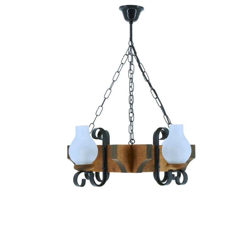 Suspension chaîne QUEEN 4xE14/40W/230V hêtre