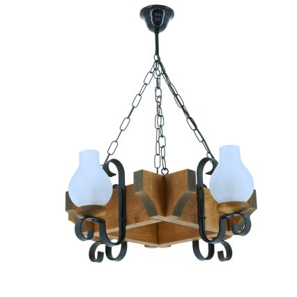 Suspension chaîne QUEEN 4xE14/40W/230V hêtre
