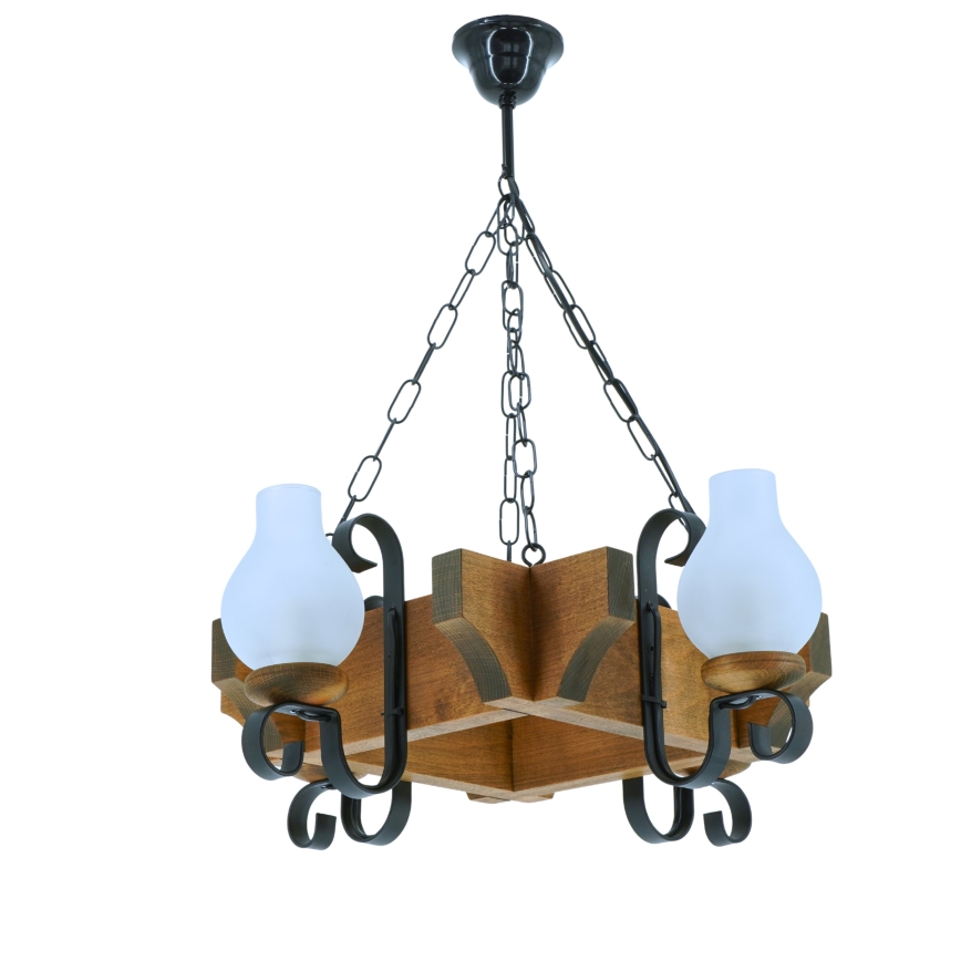 Suspension chaîne QUEEN 4xE14/40W/230V hêtre