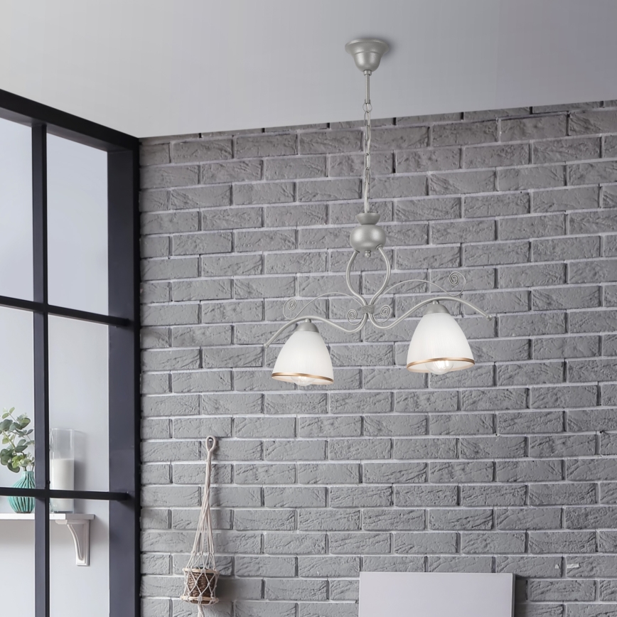 Suspension chaîne RETRO 2xE27/60W/230V argent