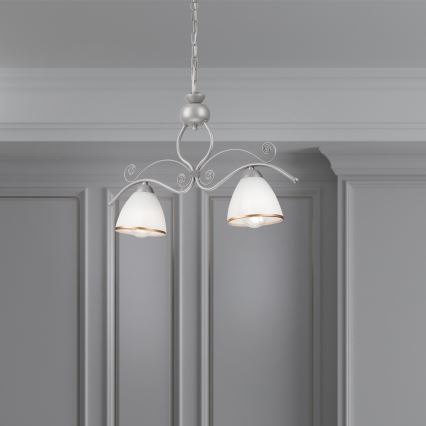 Suspension chaîne RETRO 2xE27/60W/230V argent