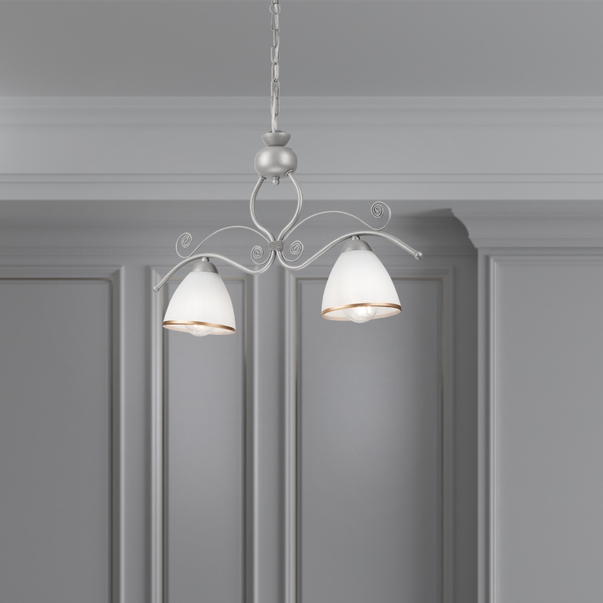 Suspension chaîne RETRO 2xE27/60W/230V argent