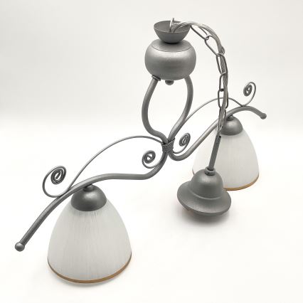 Suspension chaîne RETRO 2xE27/60W/230V argent