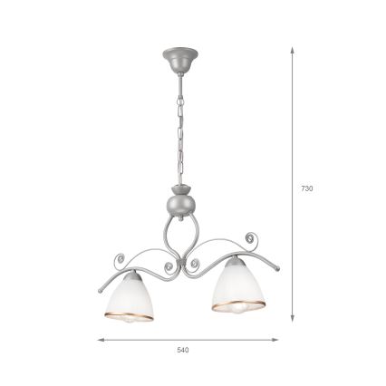 Suspension chaîne RETRO 2xE27/60W/230V argent