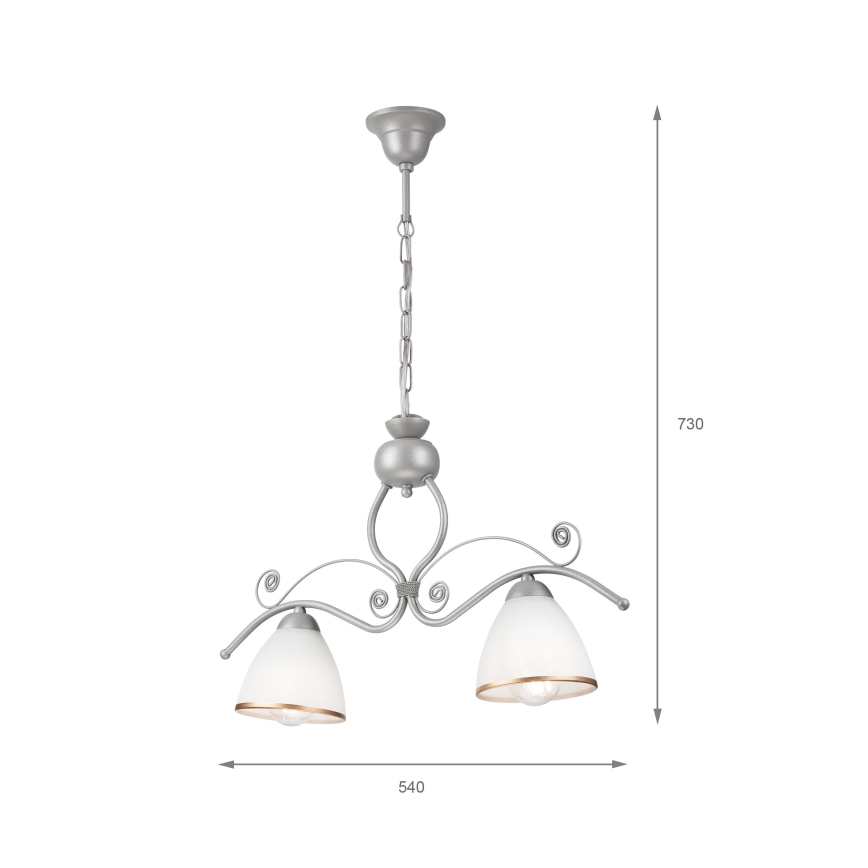 Suspension chaîne RETRO 2xE27/60W/230V argent