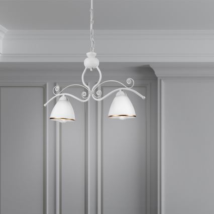 Suspension chaîne RETRO 2xE27/60W/230V blanc mat