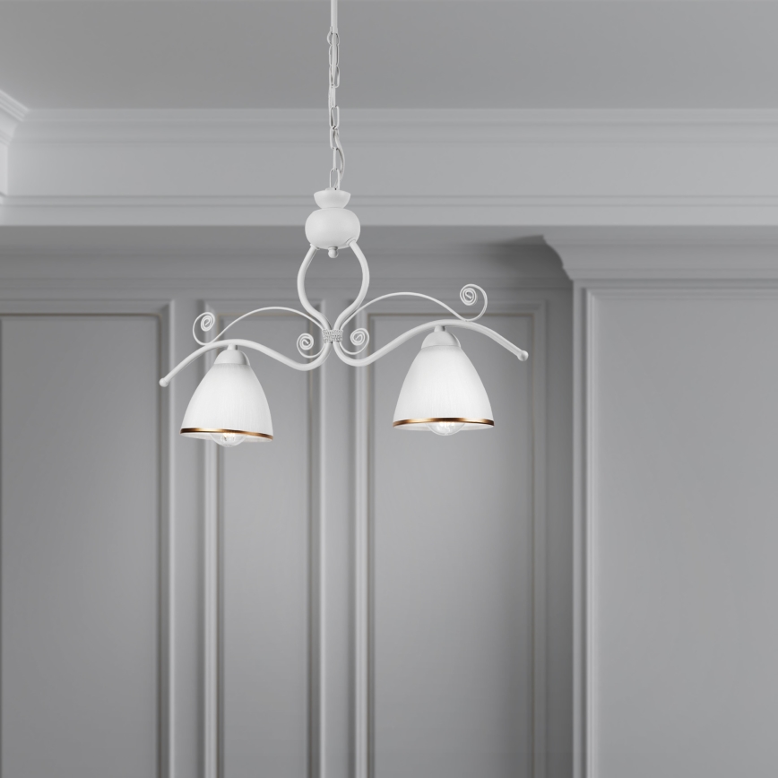 Suspension chaîne RETRO 2xE27/60W/230V blanc mat