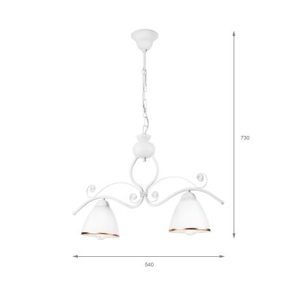 Suspension chaîne RETRO 2xE27/60W/230V blanc mat