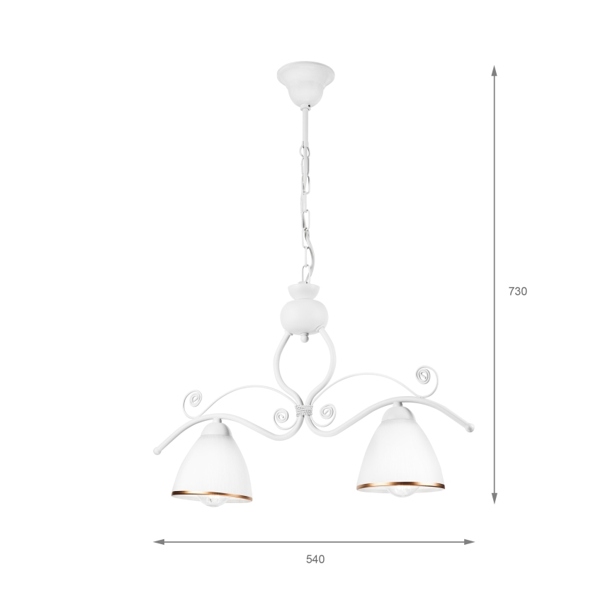 Suspension chaîne RETRO 2xE27/60W/230V blanc mat