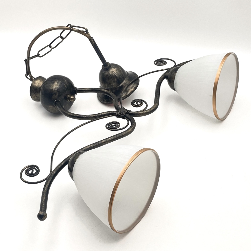 Suspension chaîne RETRO 2xE27/60W/230V bronze/patine
