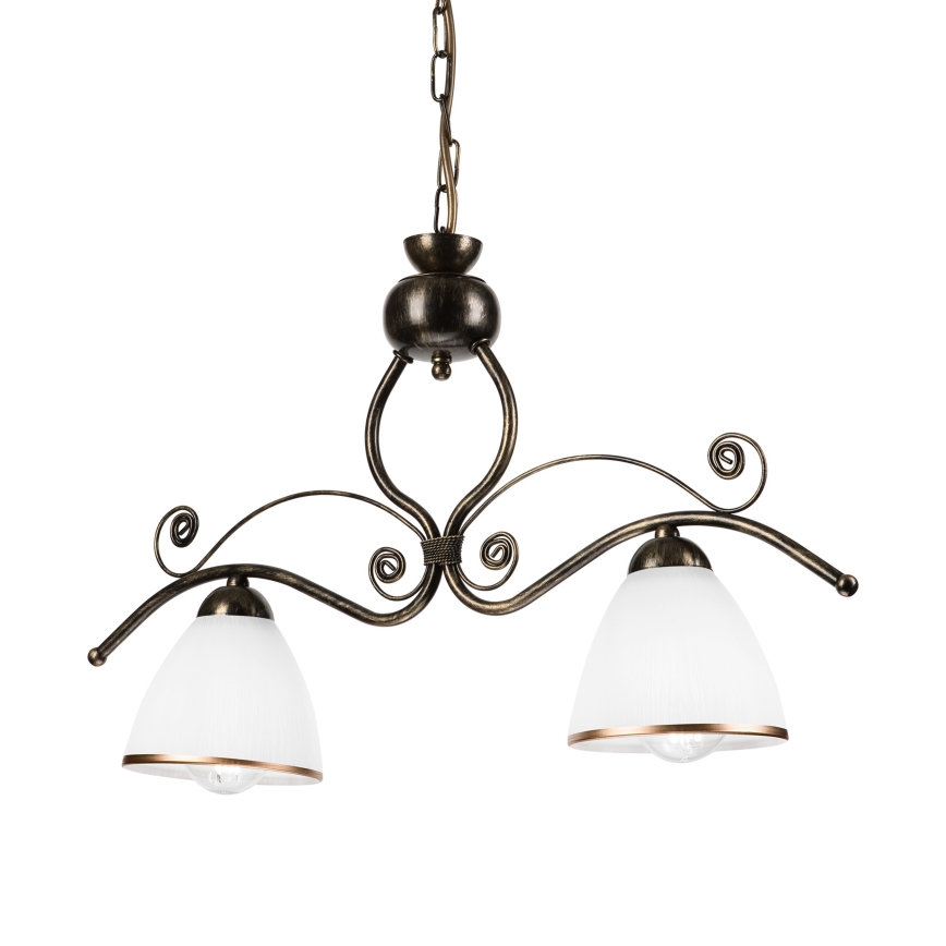 Suspension chaîne RETRO 2xE27/60W/230V bronze/patine