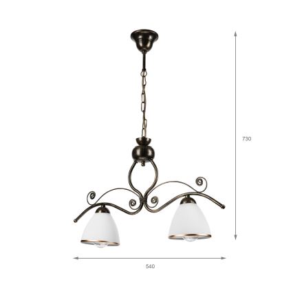 Suspension chaîne RETRO 2xE27/60W/230V bronze/patine