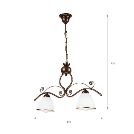 Suspension chaîne RETRO 2xE27/60W/230V cuivre/patine