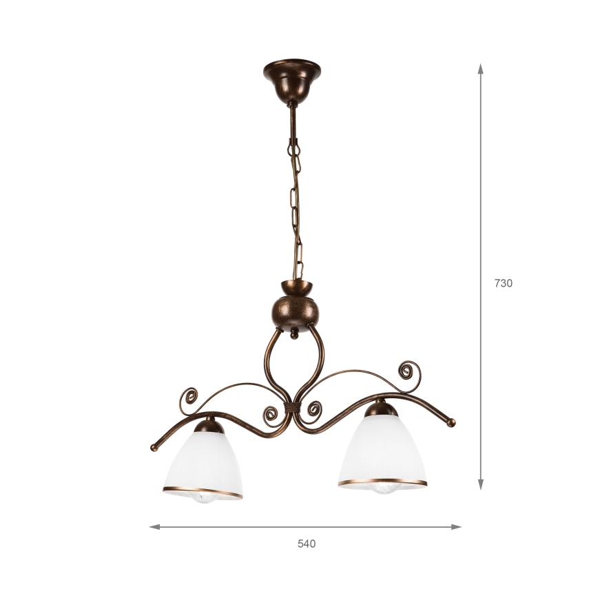 Suspension chaîne RETRO 2xE27/60W/230V cuivre/patine